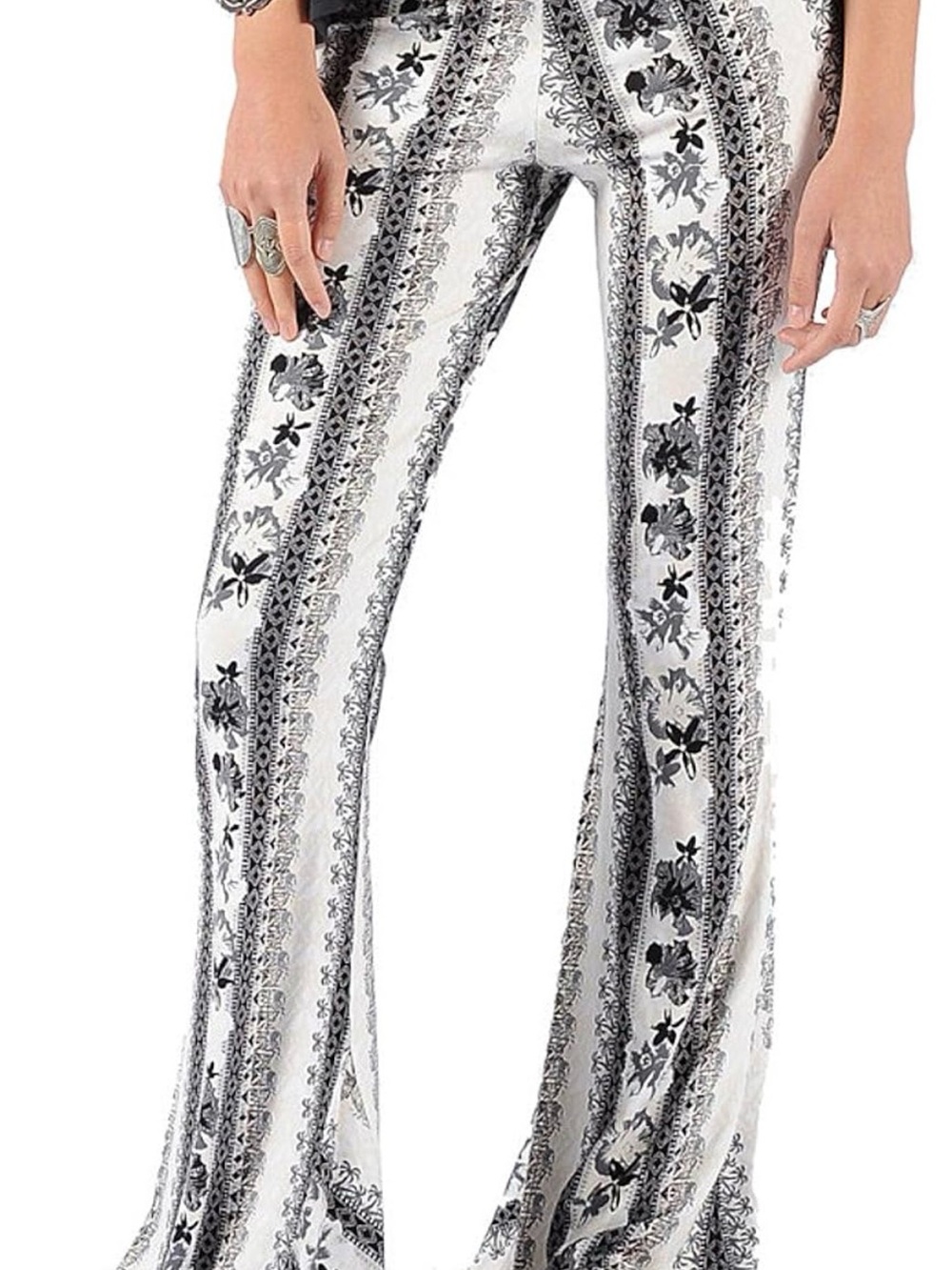 Volcom Skippin Town Black Floral Flare Pants XS